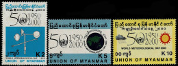 MYANMAR 2000 Mi 352-354 50th ANNIVERSARY OF INTERNATIONAL METEOROLOGY ORG. MINT STAMPS ** - Clima & Meteorología