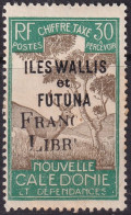 Wallis & Futuna 1943 Sc J31 Yt Taxe 31a Postage Due MH* "truncated Franc Libr" Overprint Variety - Postage Due