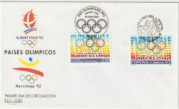 Enveloppe Emission Commune  France-Espagne  1992  Jeux Olympiques - Used Stamps