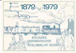 Germany DDR  Spec Card 100 Jahre Eisenbahnlinie Stollberg - St. Egidien  16-08-1979 - Strassenbahnen