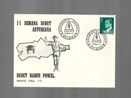 II SEMANA SCOUT ASTURIANA SCOUT BADEN POWEL 1977 - ENTERO MATASELLO ESPECIAL CONMEMORATIVO LETTRE COVER - Commemorative Panes