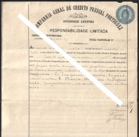 Contrato De Empréstimo Hipotecário Do Crédito Predial Portuguez 1896. Imposto Selo Impresso De 100 Réis. Corte Na Dobra - Portugal