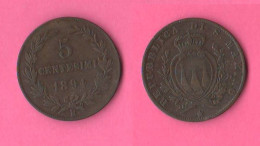 San Marino 5 Cents 1894 Saint Marin Old Coinage - San Marino