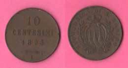 San Marino 10 Cents 1893 Saint Marin Old Coinage - San Marino