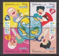 2017 Malaysia World Post Day Complete Block Of 4 MNH - Malaysia (1964-...)