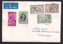 NIGERIA - Envelope Sent By Air Mail From Nigeria To Zagreb 1960, Nice Franking / Traveled, 2 Scans - Nigeria (1961-...)