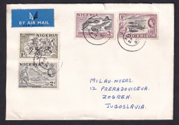 NIGERIA - Envelope Sent By Air Mail From Nigeria To Zagreb 1960, Nice Franking / Traveled, 2 Scans - Nigeria (1961-...)
