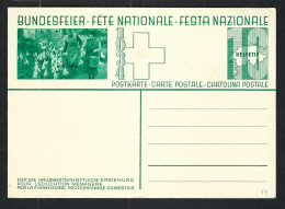 SUISSE Ca.1934: CP Ill. Entier De 10c De La Fête Nationale Suisse, Neuve - Entiers Postaux