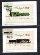 PORTUGAL   N° 1518 à 1521      OBLITERES SUR CARTE POSTALE   COTE  ? €   TRAIN - Briefe U. Dokumente