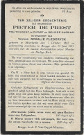Doodsprentje  *  De Prest Pieter (° Moerkerke 1867 / + Brugge 1921)  X Flederyck Rosalie (Politieagent Brugge-Bassins) - Religion & Esotérisme