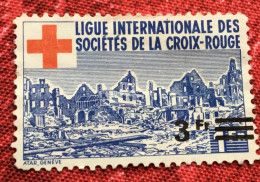 Croix Rouge-Ligue Internationale Des Sociétés C.R. Timbre Surchargé - Vignette-Erinnophilie-Stamp-Sticker-Bollo-Viñeta - Red Cross