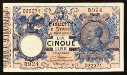 5 LIRE VITTORIO EMANUELE III° 19 09 1923 MALTESE ROSSOLINI Spl+ Pressato LOTTO 1779 - Italië– 5 Lire