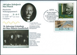 PLANCK, M. - Germany 2018 - Stationery, Ganzsache - FDC Bonn - 100 Years Nobel Prize - Physics, Physicist - Fisica