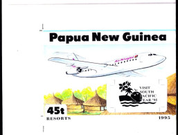 PAPUA & NEW GUINEA(1995) Air Niugini Jet. Native Huts. Reproduction Of Artwork For PNG Tourism Issue Se-tenant Pair By A - Papouasie-Nouvelle-Guinée