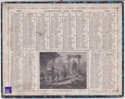 Almanach Des Postes - Rare Calendrier 1865 Oberthur Rennes - Gravure La Fermière Charitable Mendiant Empire Poste E1-32 - Grossformat : ...-1900