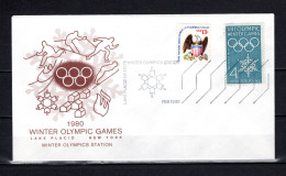 ETATS UNIS D'AMERIQUE N° 680 + 1073   OBLITERES SUR ENVELOPPE JEUX OLYMPIQUES LAKE PLACID AIGLE OISEAUX - Event Covers