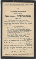 Doodsprentje  *  Dierendonck Franciscus (° Jabbeke 1893 / + Brugge 1911)  Zoon Franciscus Dierendonck  & D'Hondt Julie - Religion & Esotérisme