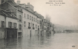 Bougival * Vue Sur Les Quais , Crue De La Seine Le 1er Février 1910 * Inondations Commercs Magasins - Bougival