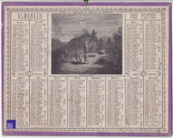 Almanach Des Postes - Rare Calendrier 1872 Bissextile Oberthur Rennes Paris Gravure Accident De Voiture Poste E1-40 - Big : ...-1900