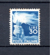 Italy 1945 Old 30 Lire Fire Stamp (Michel 702 A) Unused/no Gum - Mint/hinged