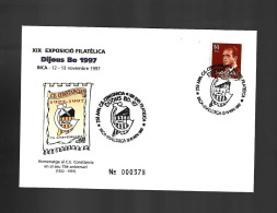 HOMENAJE CE CONSTANCIA DIJOUS BO 1997 INCA MALLORCA ENTERO MATASELLO ESPECIAL CONMEMORATIVO LETTRE COVER - Souvenirbögen