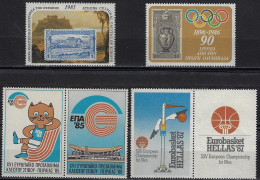 GREECE 1985-87, Nice "OLYMPIC"-SPORT LABELS, MNH/**. - Revenue Stamps