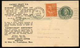 UY7r Postal Card Used Framingham MA To Toronto CANADA 1947 PREXIE - 1901-20