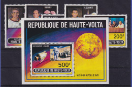 Burkina Faso Obervolta 1973 Apollo 17  Mi.-Nr. 420-424, Block 10 ** / MNH - Burkina Faso (1984-...)