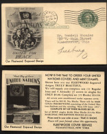 UY7r Postal Card FDC UNO Fleetwood Pleasantville NY 1951 - 1901-20