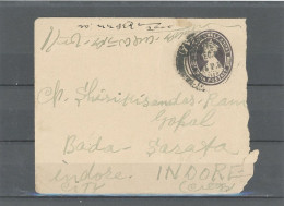 INDES -ENVELOPPE ENTIER - TYPE GEORGE VI -1/2 ANNA VIOLET -CàD FATI 12 DEC 43  POUR INDORE - 1936-47  George VI