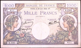 FRANCE * 1000 Francs * Commerce Et Industrie * Date 29/06/1944 * F.39.9 * État/Grade TTB/VF - 1 000 F 1940-1944 ''Commerce Et Industrie''