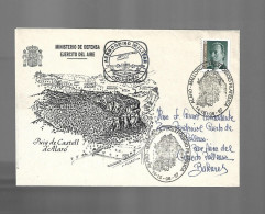 EXPOSICION FILATELICA ALARO AERODROMO MILITAR POLLENSA SOBRE PUIG  ENTERO MATASELLO ESPECIAL CONMEMORATIVO LETTRE COVER - Feuillets Souvenir