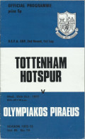 TOTTENHAM HOTSPUR – OLYMPIAKOS PIRAEUS 1972-1973 UEFA CUP MATCH PROGRAM - FOOTBALL SOCCER - 1950-Oggi