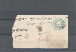 INDES -ENVELOPPE ENTIER   - TYPE EDWARD VII -1/2 ANNA VERT -COURRIER INTERIEUR GAWNPORE POUR DELHI - 1902-11 Roi Edouard VII