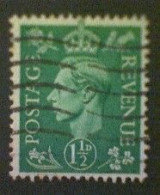 Great Britain, Scott #282, Used(o), 1951 Definitive Issue, King George VI, 1½d, Green - Oblitérés