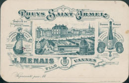 56 VANNES - RHUYS SAINT ARMEL - J. MENAIS FILS - GRANDE CAVE DE VINS - CARTE PUBLICITAIRE - SUPERBE - Vannes