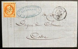 N°23 40c ORANGE SUR LETTRE / CLAMECY POUR COSNE / 20 AVRIL 1864 / LAC - Cartas & Documentos