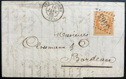 N°23 40c ORANGE SUR LETTRE / STRASBOURG POUR BORDEAUX / 16 JANV 1868 / LAC - Cartas & Documentos