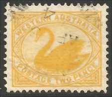 944 Western Australia Swan Two Pence Perf 12.75 X 12.25 (WEA-5) - Used Stamps