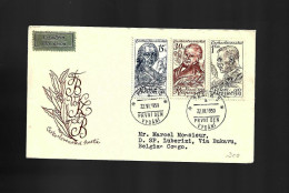 CESKOSLOVENSKO PISEK TO CONGO BELGIAN CHECOSLOVAQUIA PAR AVION 1959 ENTERO CIRCULADO - Luftpost