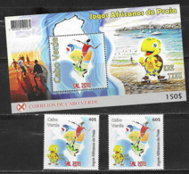 CAPE VERDE, 2019, MNH,AFRICAN GAMES OF PRAIA, VOLLEYBALL, SURFING, FOOTBALL, YACHTS, SHIPS, TURTLES, 2v+S/SHEET - Pallavolo