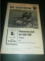 Speedway Güstrow 08.08.1986 , Finale DDR Paarmeisterschaft  , Programmheft , Programm , Rennprogramm !!! - Motor Bikes