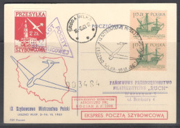 Poland.   The 9th  Polish Glider Championship 1963. Glide Bocian-3399.   Special Cancellation. - Covers & Documents