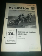 Speedway Güstrow 26.07.1985 , ADMV Pokal Und Autorodeo , Programmheft , Programm , Rennprogramm !!! - Motorräder