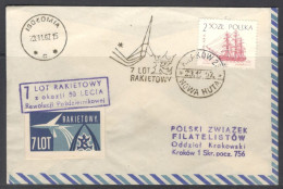 Poland.   1967 POLAND Rocket Mail Cover.  Special Cancellation On Ultra-lightweight Cover. - Storia Postale