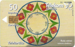 Slovenia - Telekom Slovenije - Soline - Roža Vetrov, Gem5 Black, 10.2003, 50Units, 6.000ex, Used - Slovénie