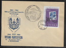 Poland.   Centenary Of Polish Stamps. Philatelic Exhibition, Swiebodzin, 12-15. 06. 1960.  Special Cancellation. - Storia Postale