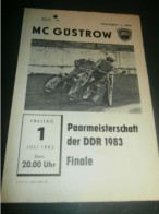 Speedway Güstrow 01.07.1983 , DDR Meisterschaft Finale , Programmheft , Programm , Rennprogramm !!! - Motorräder