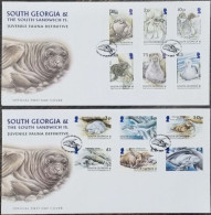 Juvenile Fauna, Weddell Seal, Whale, Penguin, Reindeer, Antarctic Seal, Albatross Bird, 2x FDC South Georgia High CV £45 - Ballenas