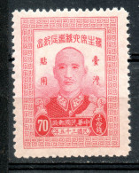 China Chine : (351) 1947 Provinces De Taiwan - Soixantième Anniversaire Du Président  SG30** - Neufs